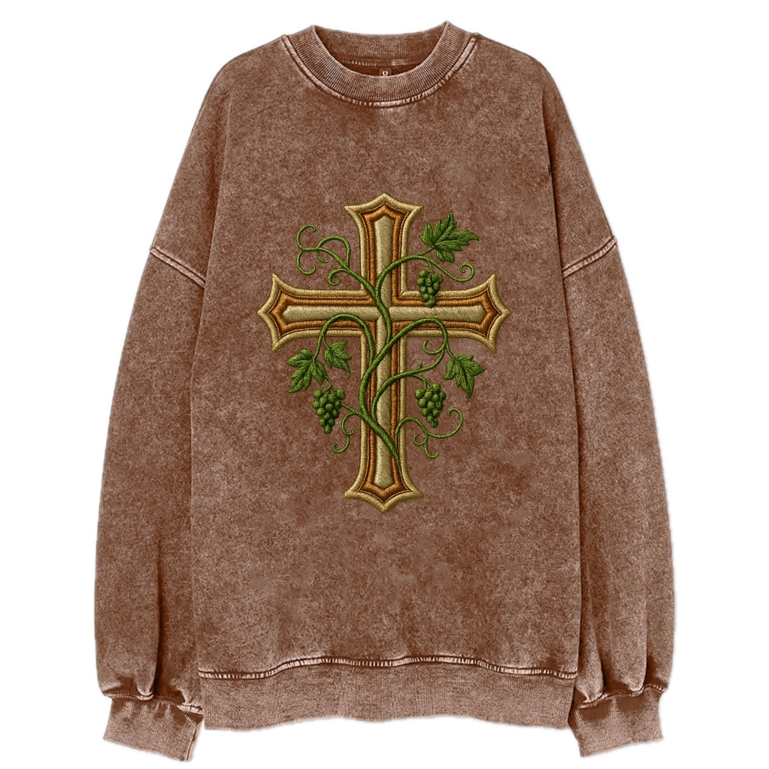 Vine Cross  - Vintage Sweatshirt - Brown