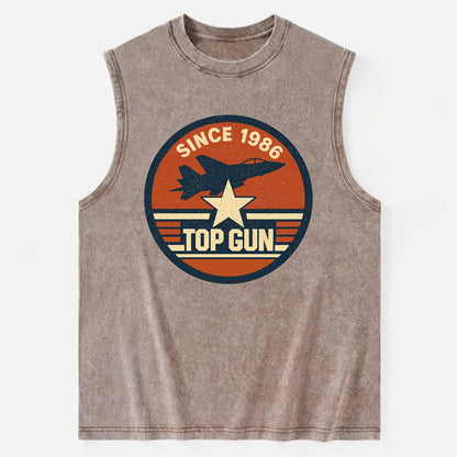 Top Gun Since 1986 - Vintage Washed Tank - Brown