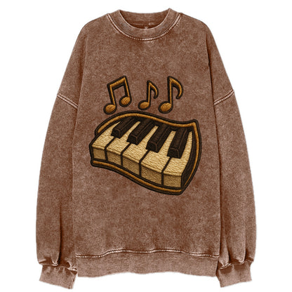 Piano Keys  - Vintage Sweatshirt - Brown