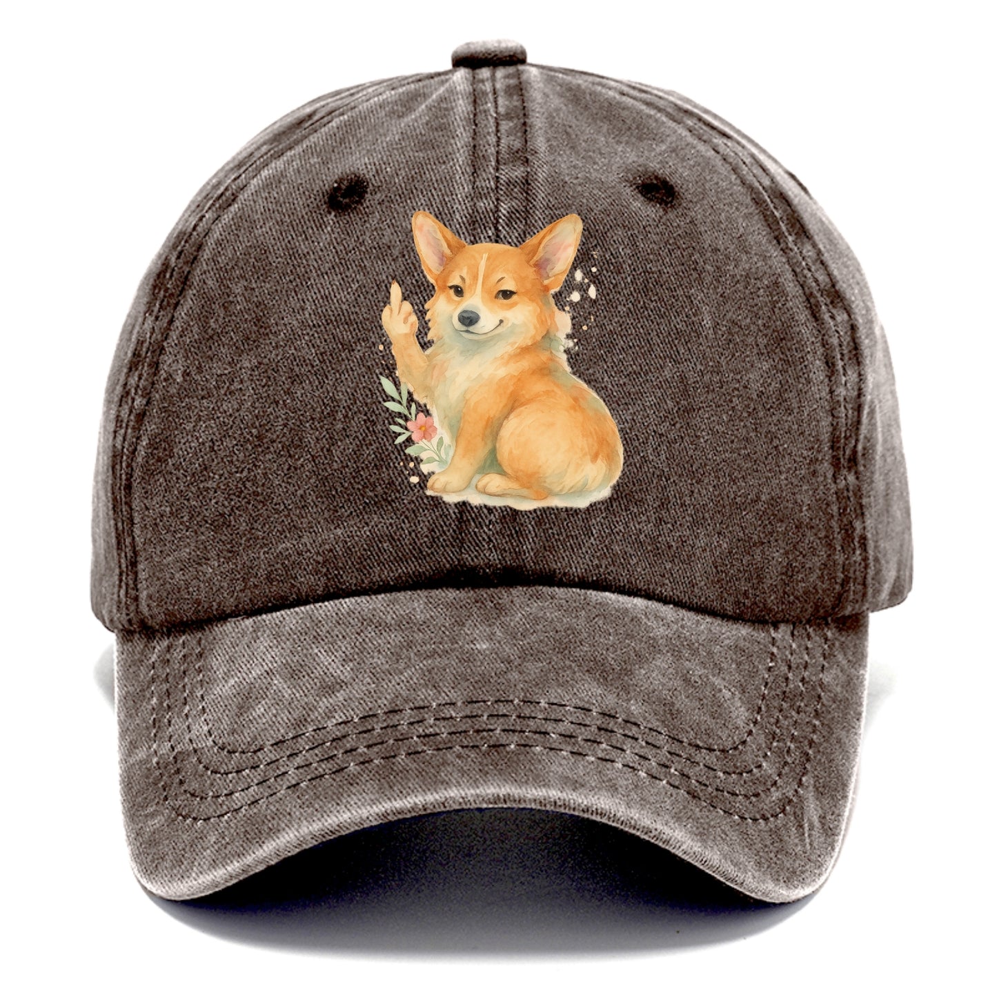 Corgi short legs and fluffy butt, one stubby paw up with sass - Classic Cap - Brown