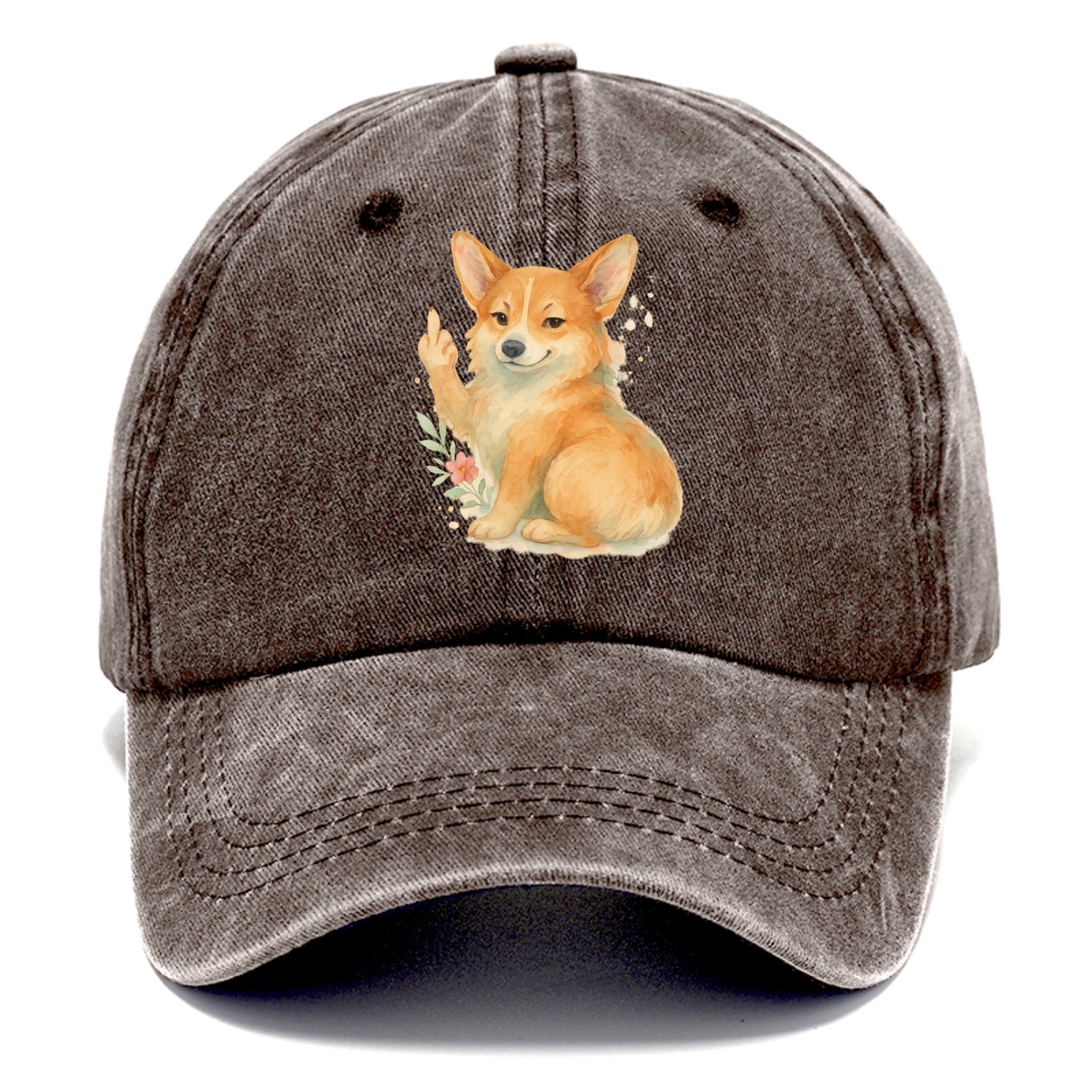 Corgi short legs and fluffy butt, one stubby paw up with sass - Classic Cap - Brown