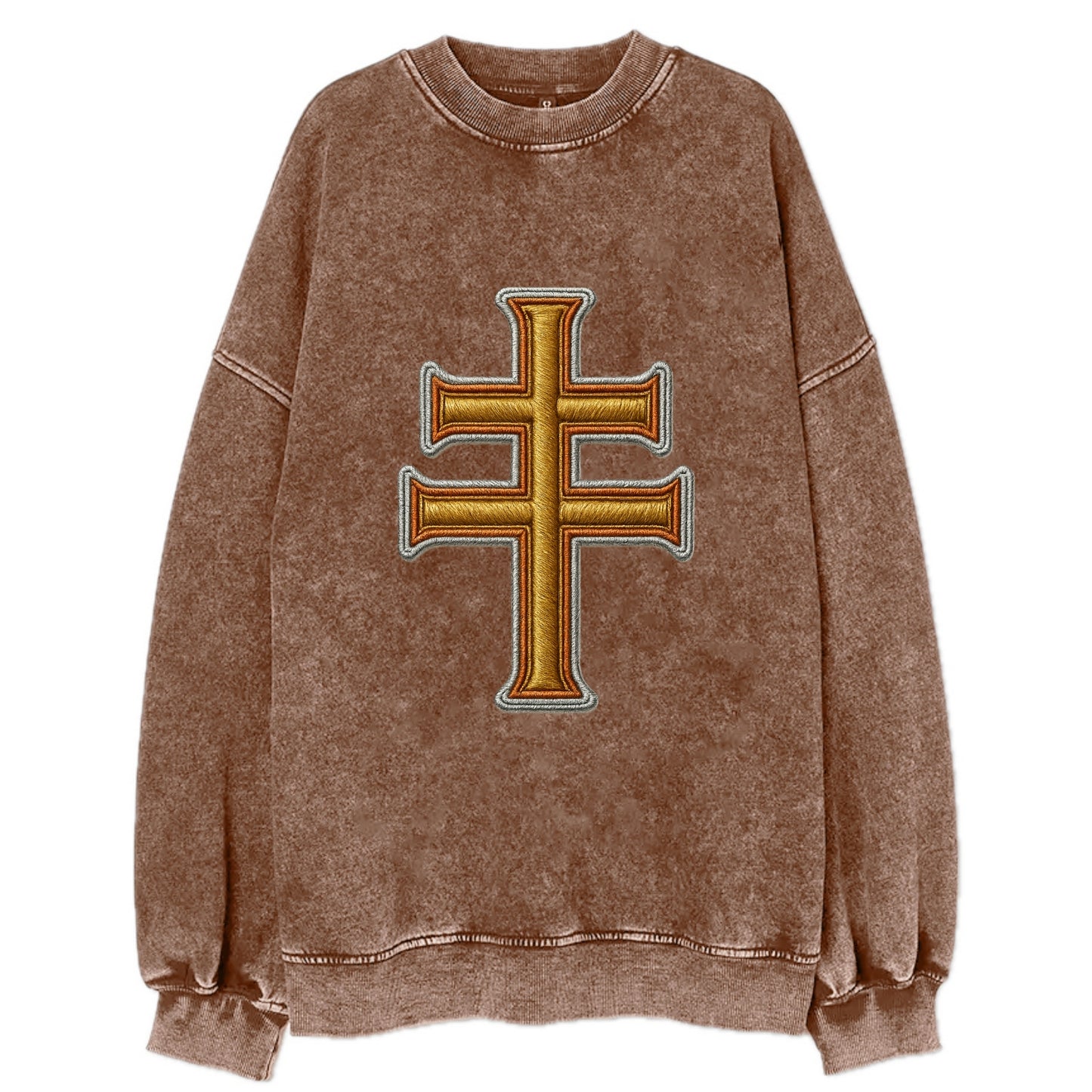 Patriarchal Cross - Vintage Sweatshirt - Brown