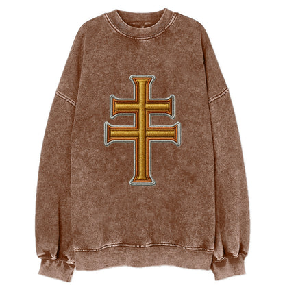 Patriarchal Cross - Vintage Sweatshirt - Brown