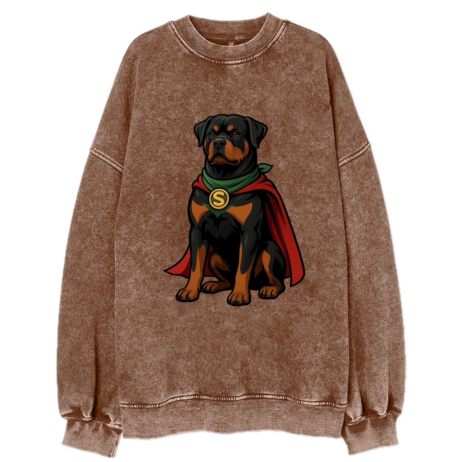 Rottweiler Strong Hero  - Vintage Sweatshirt - Brown