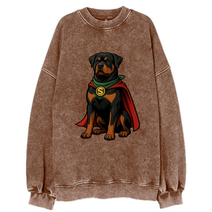 Rottweiler Strong Hero  - Vintage Sweatshirt - Brown