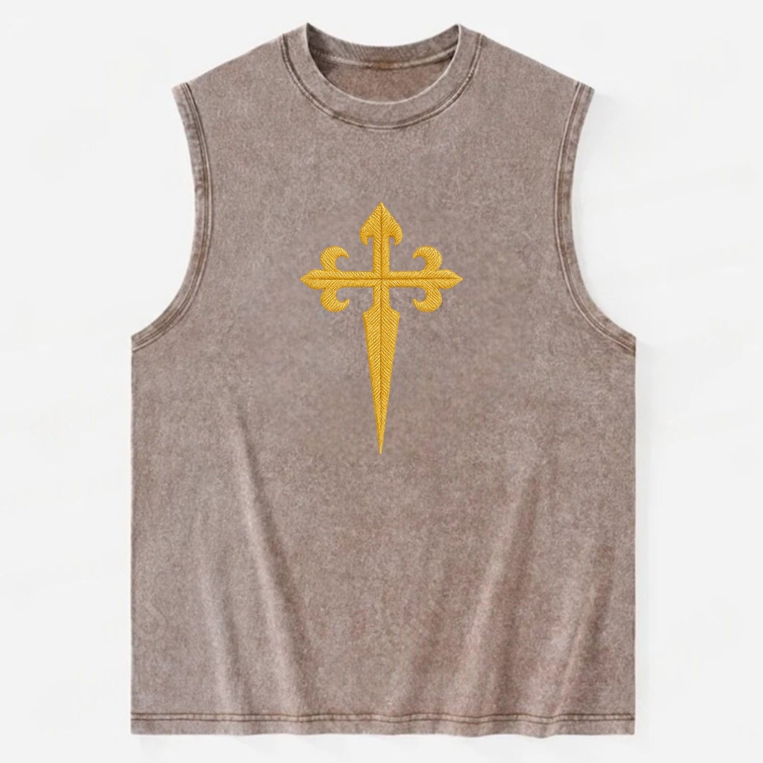 Order Of Santiago Cross - Vintage Washed Tank - Brown