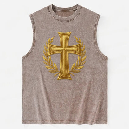 Victory Cross  - Vintage Washed Tank - Brown