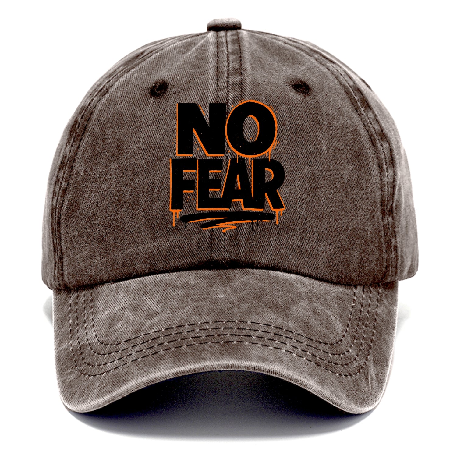 Bold typography design - "NO FEAR" - courage, bravery - Classic Cap - Brown