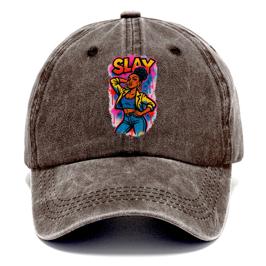 Empowered figure striking confident pose - "slay" culture, fierce and fabulous energy - Classic Cap - Brown