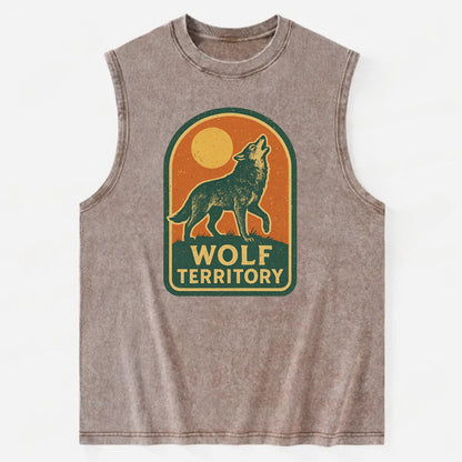 Wolf Territory Marking  - Vintage Washed Tank - Brown