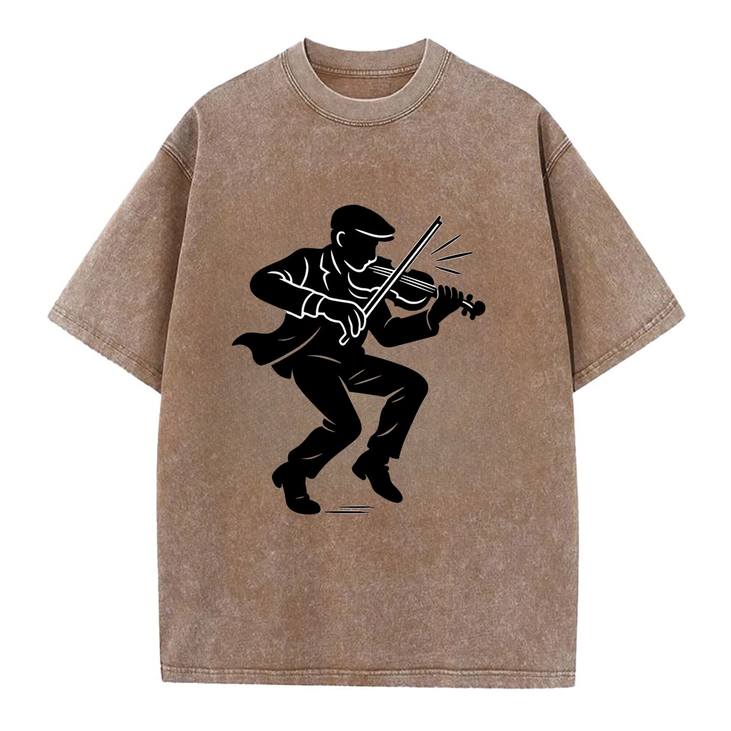 Irish folk musician traditional jig - Vintage T-shirt - Brown