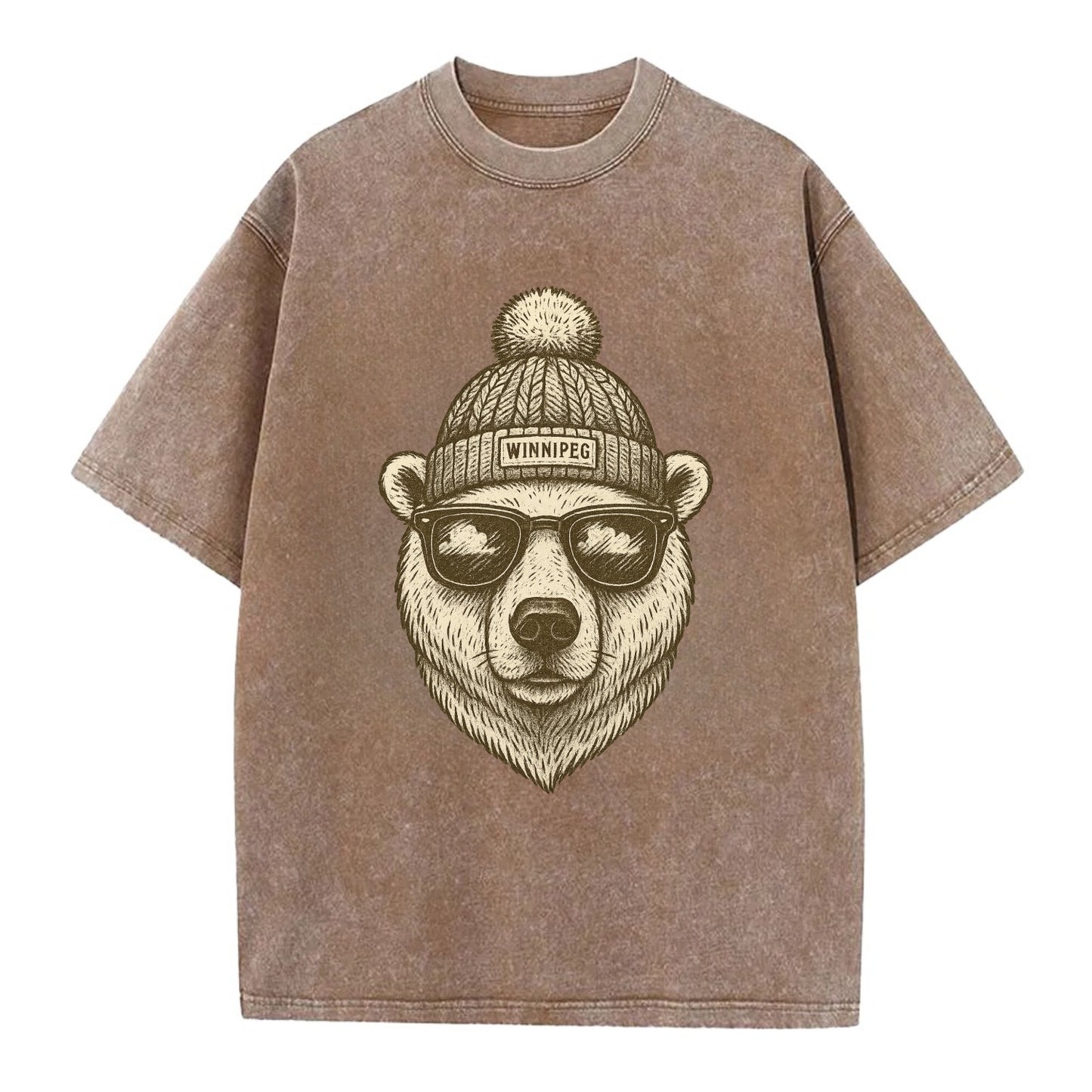 Winnipeg Polar Bear wearing Winnipeg bea - Vintage T-shirt - Brown