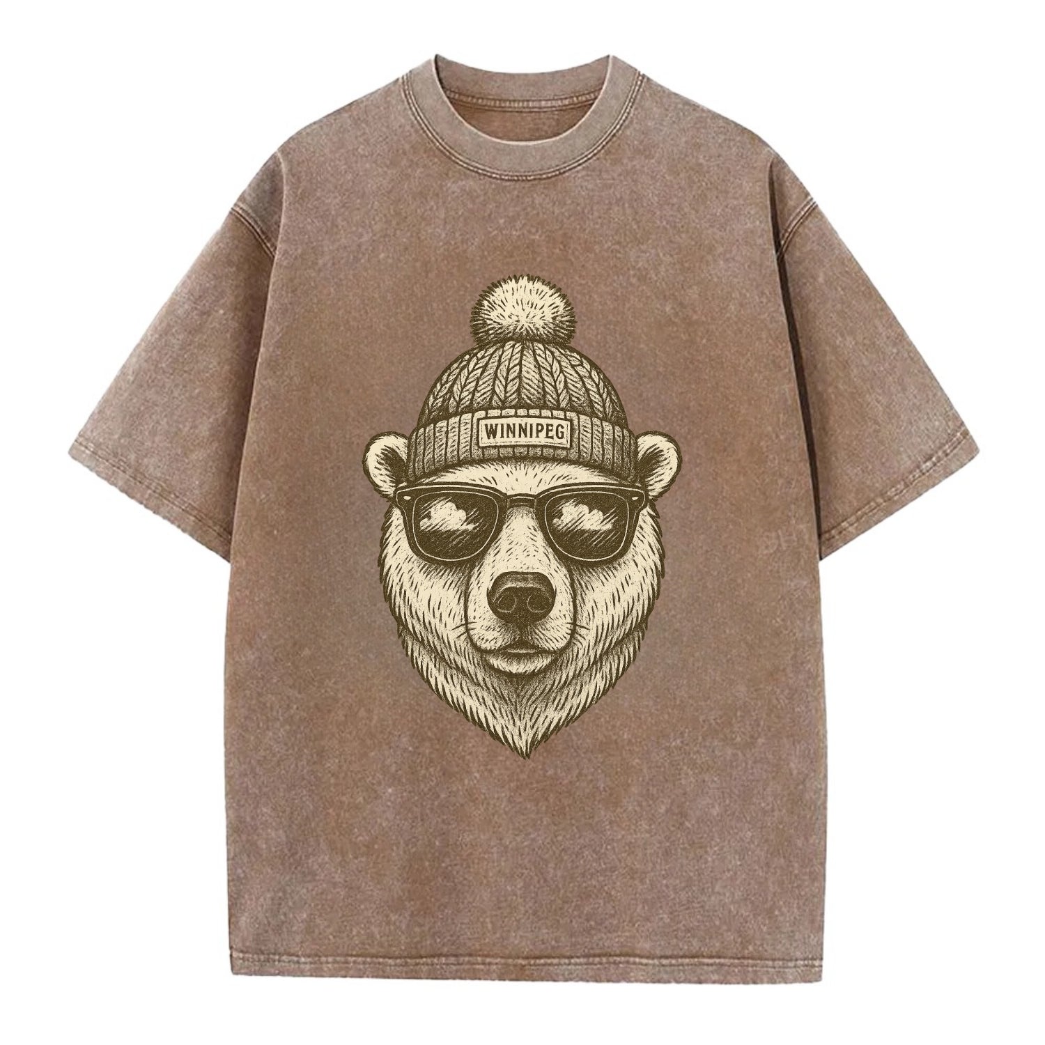 Winnipeg Polar Bear wearing Winnipeg bea - Vintage T-shirt - Brown