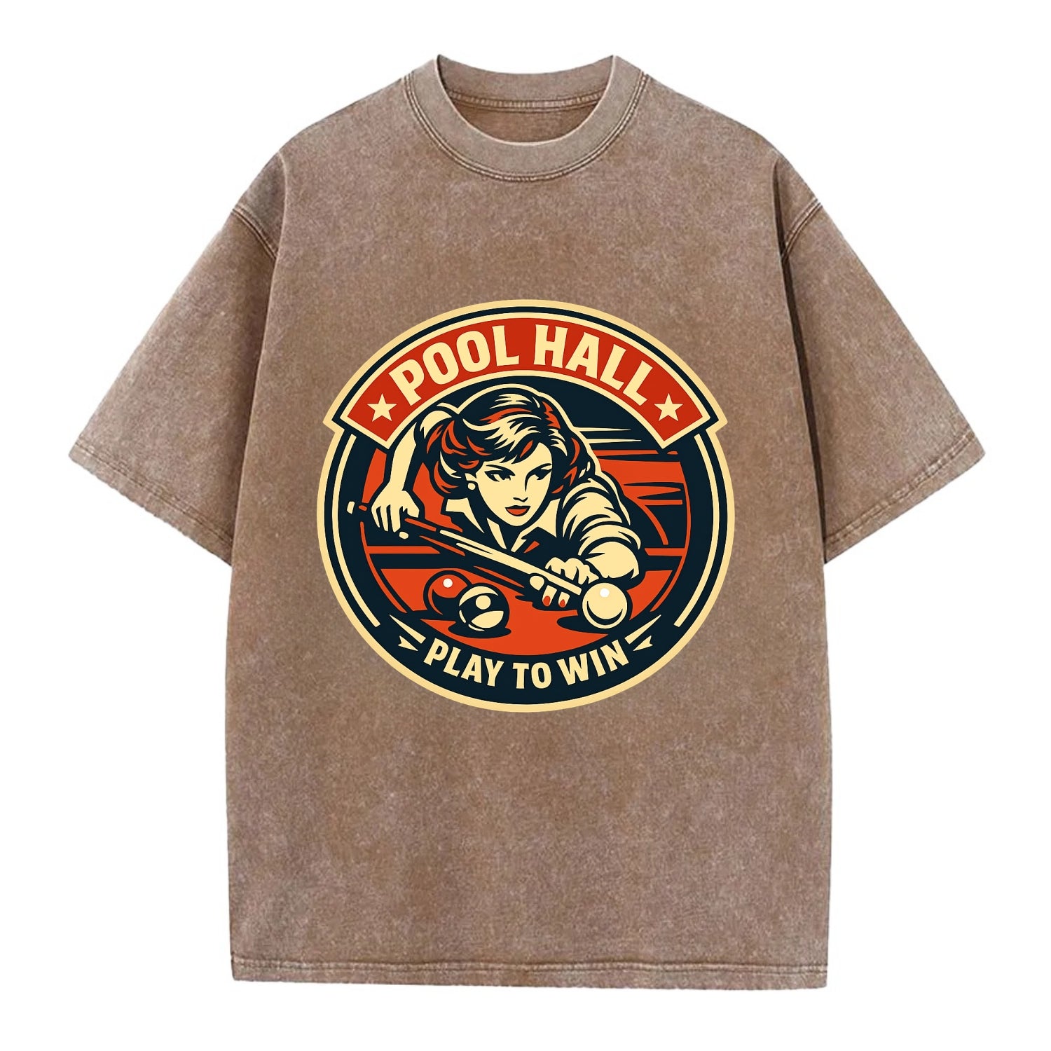Cue Queen Emblem - Vintage T-shirt - Brown