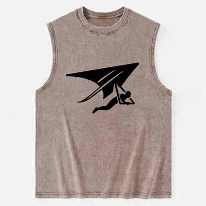 Hang glider soaring - Vintage Washed Tank - Brown