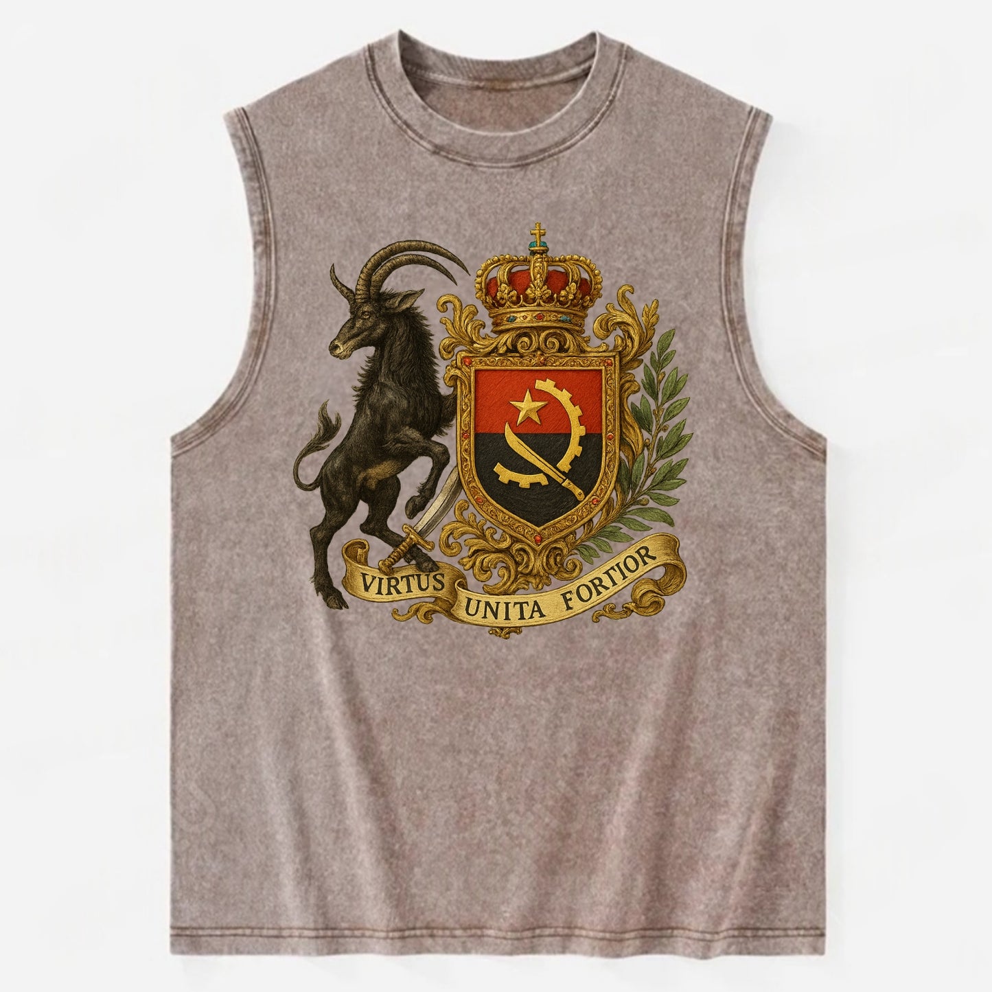 Angola Giant Sable Emblem  - Vintage Washed Tank - Brown