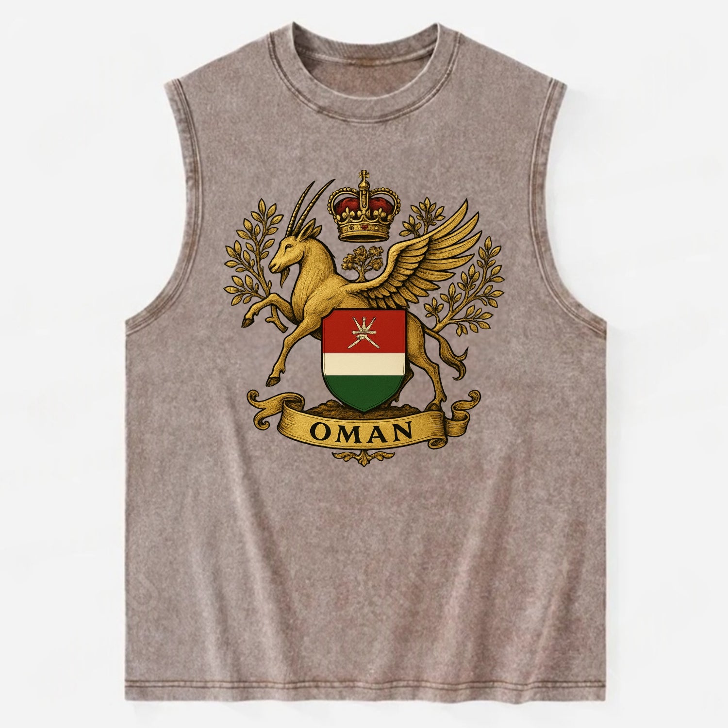 Oman Heritage Badge  - Vintage Washed Tank - Brown