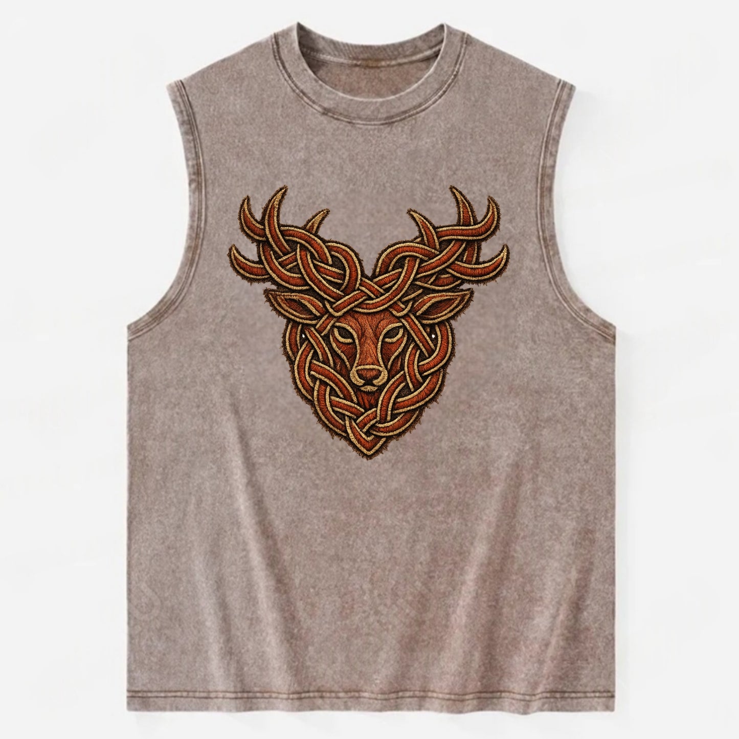 Stag Knot - Vintage Washed Tank - Brown