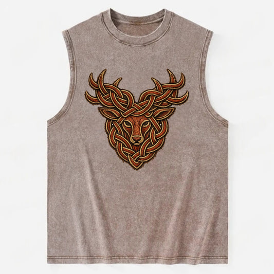 Stag Knot - Vintage Washed Tank - Brown