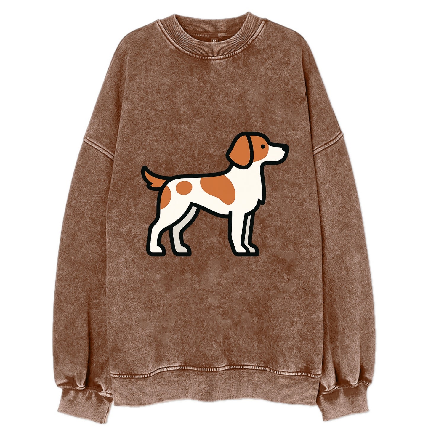 Brittany Spaniel - Orange and white flat side profile - Vintage Sweatshirt - Brown