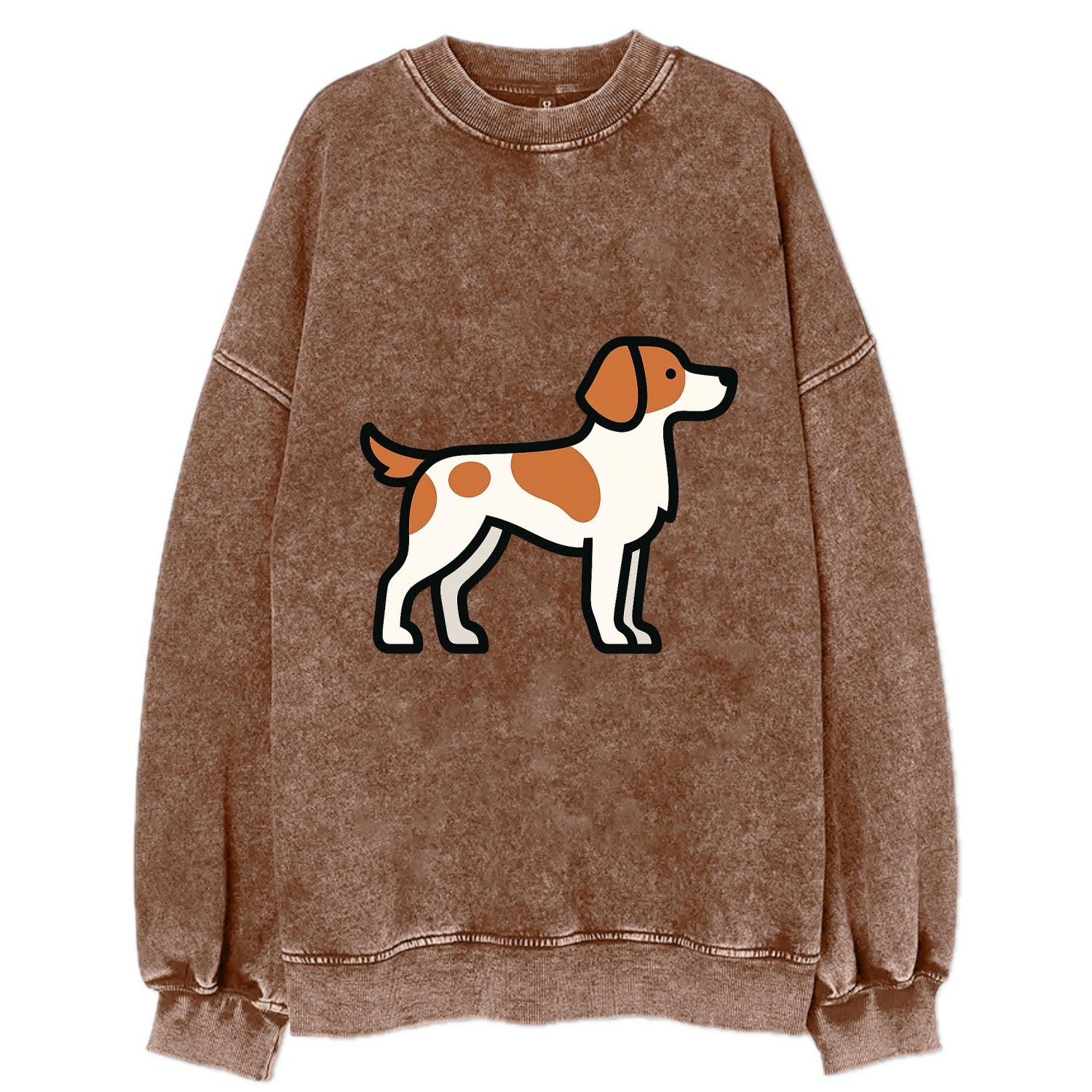 Brittany Spaniel - Orange and white flat side profile - Vintage Sweatshirt - Brown