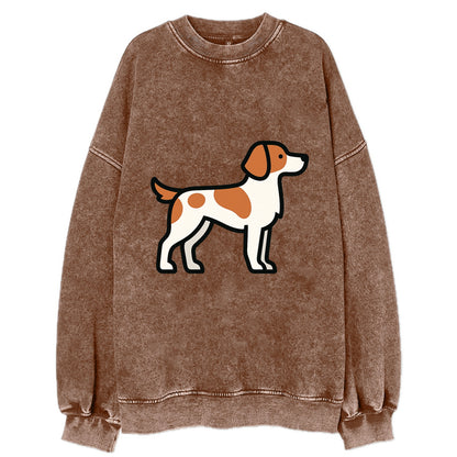 Brittany Spaniel - Orange and white flat side profile - Vintage Sweatshirt - Brown