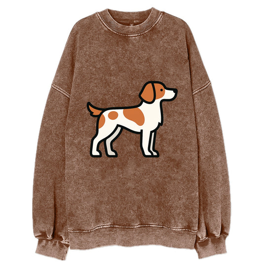 Brittany Spaniel - Orange and white flat side profile - Vintage Sweatshirt - Brown