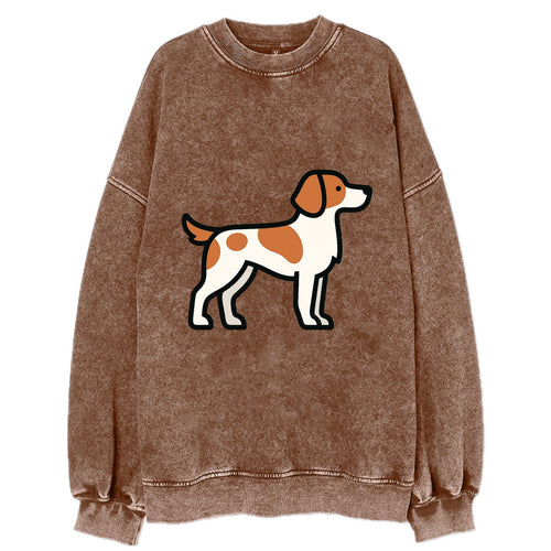 Brittany Spaniel - Orange and white flat side profile - Vintage Sweatshirt