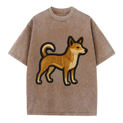 Norwegian Lundehund - Modern puffin hunt - Vintage T-shirt - Brown