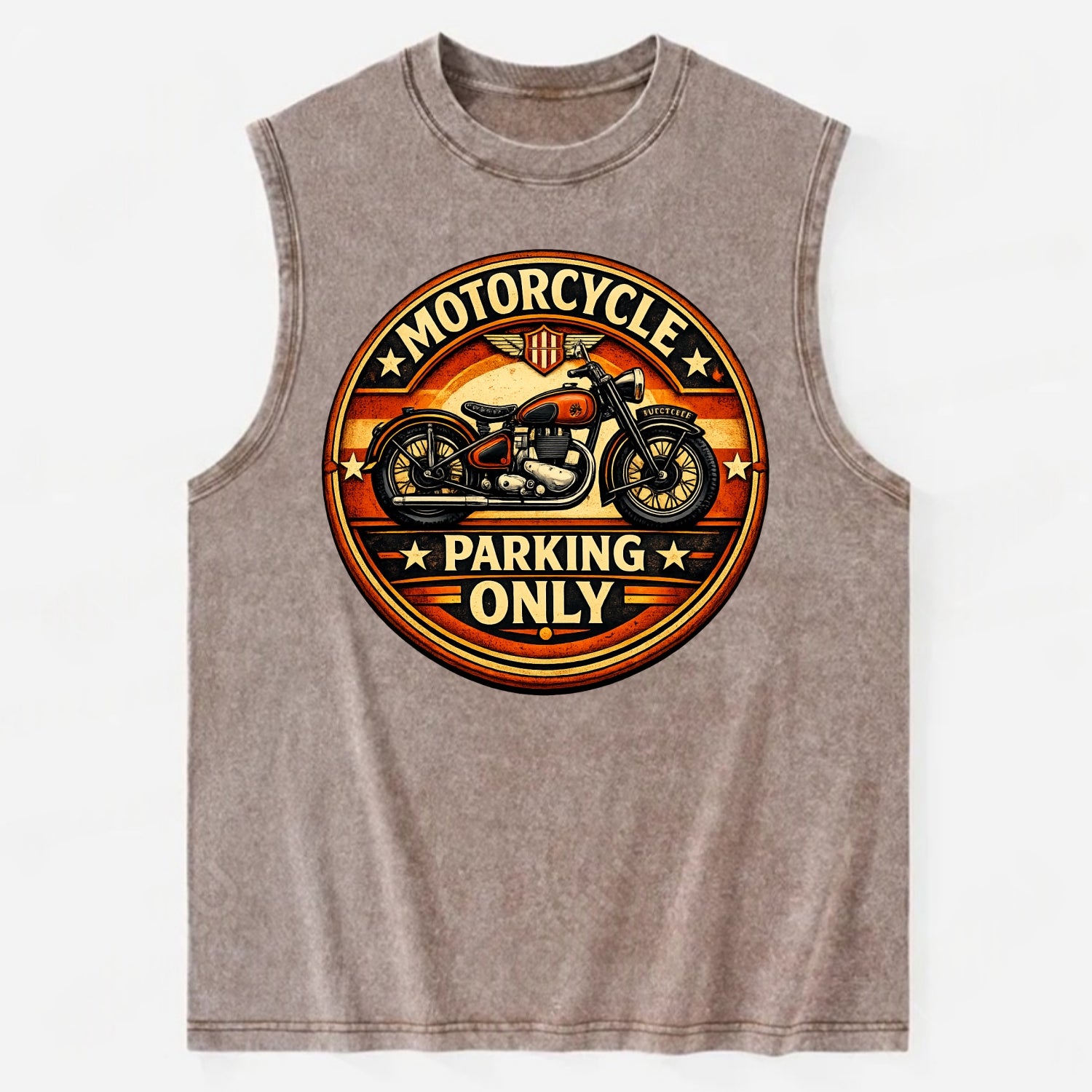 Motorcycle Parking Only - Vintage Washed Tank - Brown