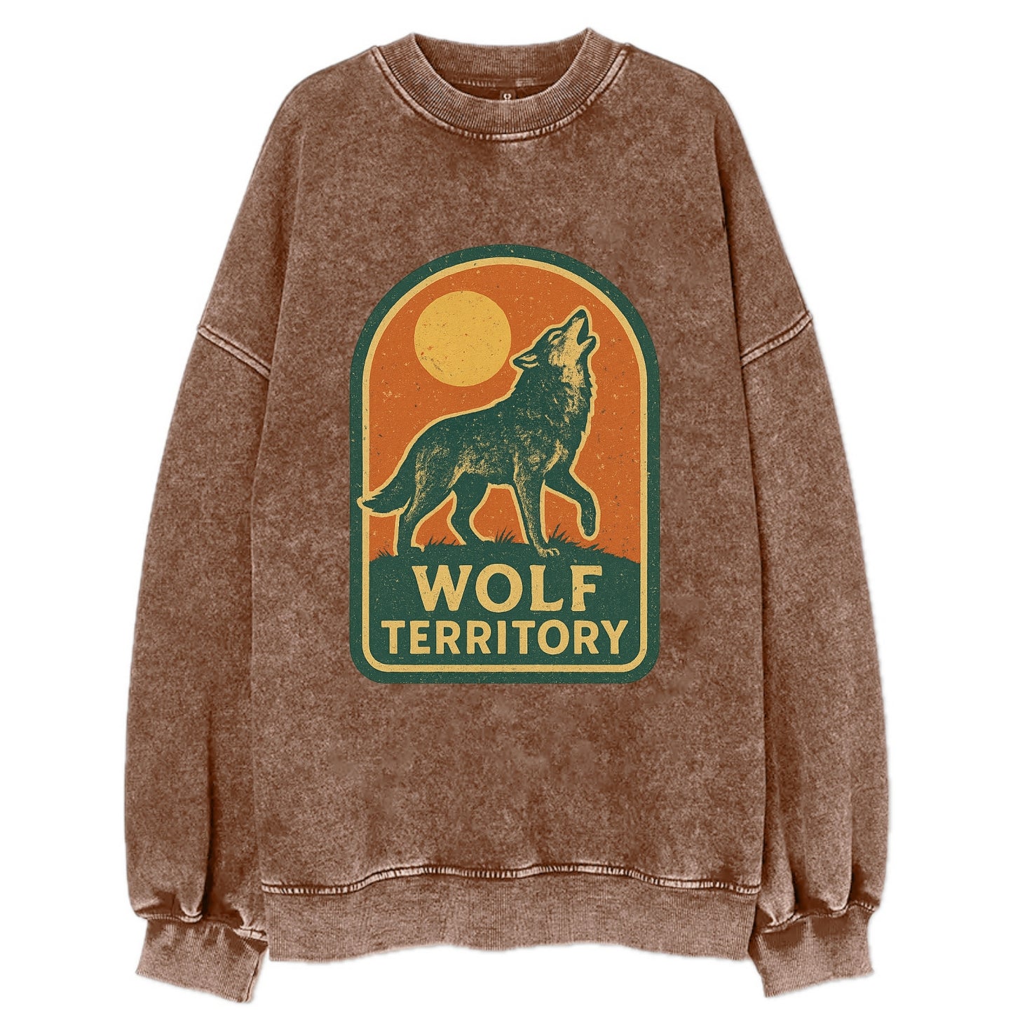 Wolf Territory Marking  - Vintage Sweatshirt - Brown