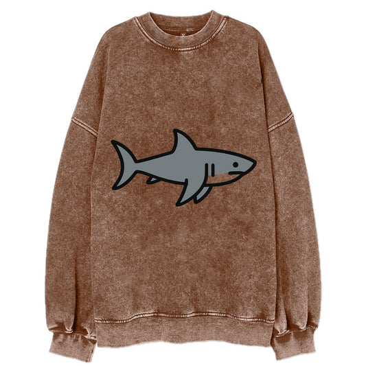 Great White Shark - Gray predator flat side profile - Vintage Sweatshirt - Brown