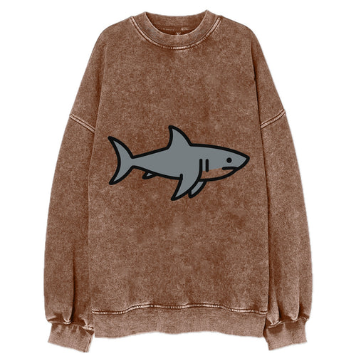 Great White Shark - Gray predator flat side profile - Vintage Sweatshirt