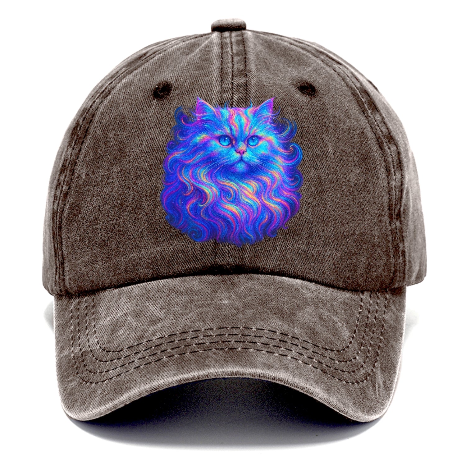 Luxurious Persian cat with flowing fur that refracts into rainbow prisms, soft pastel - Classic Cap - Brown