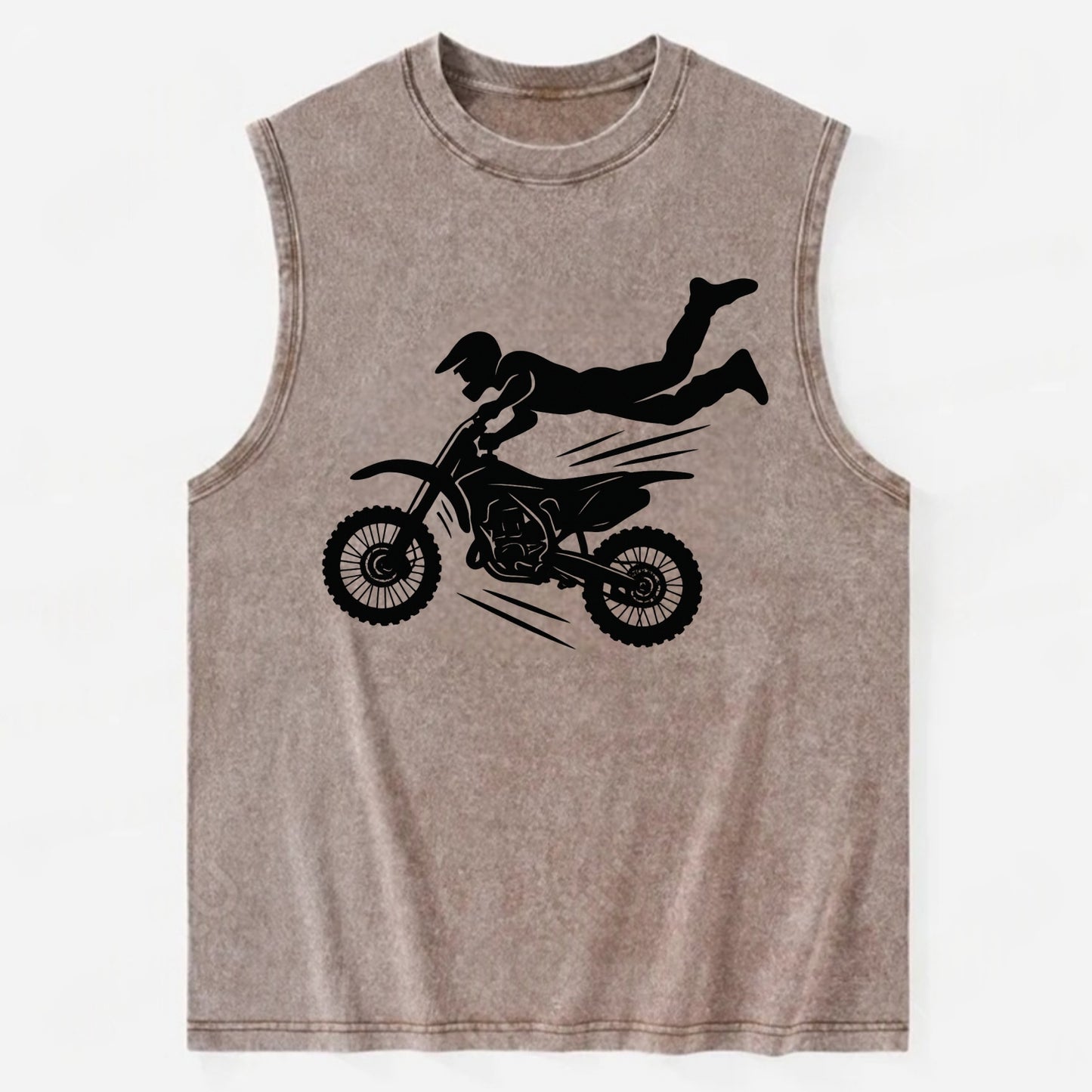 Motocross rider airborne trick - Vintage Washed Tank - Brown