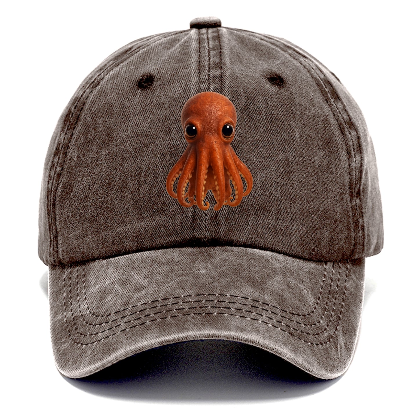 Baby Giant Pacific Octopus - reddish, smaller tentacles, expressive eyes, - Classic Cap - Brown