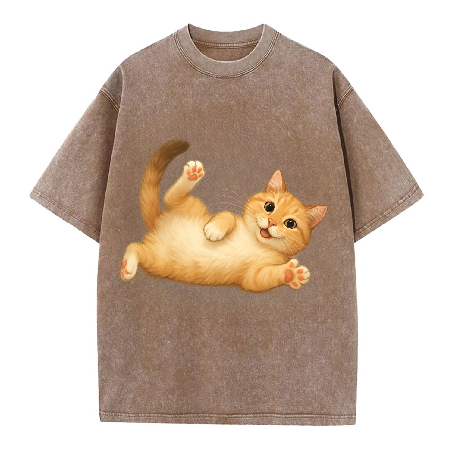 Therapy Cat  - Vintage T-shirt - Brown