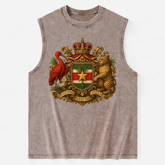 Suriname Star Emblem  - Vintage Washed Tank - Brown