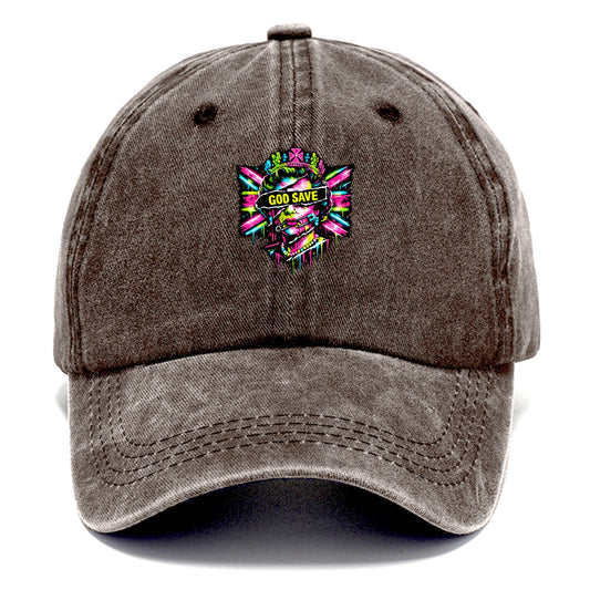 GOD SAVE | Torn royal portrait style | Blackout bar across eyes | Safety pin through - Classic Cap - Brown