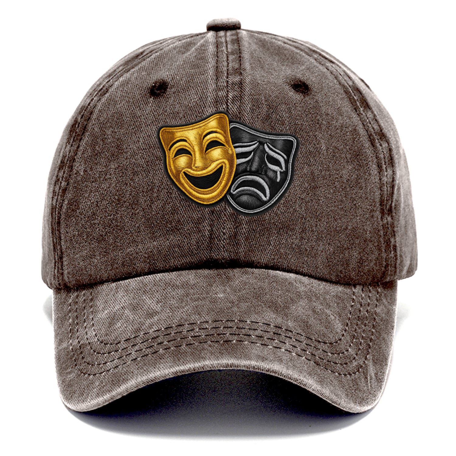 BROADWAY MASKS - comedy tragedy masks in gold and black , theater - Classic Cap - Brown