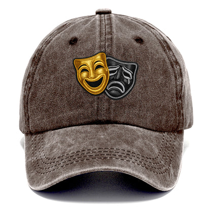 BROADWAY MASKS - comedy tragedy masks in gold and black , theater - Classic Cap - Brown