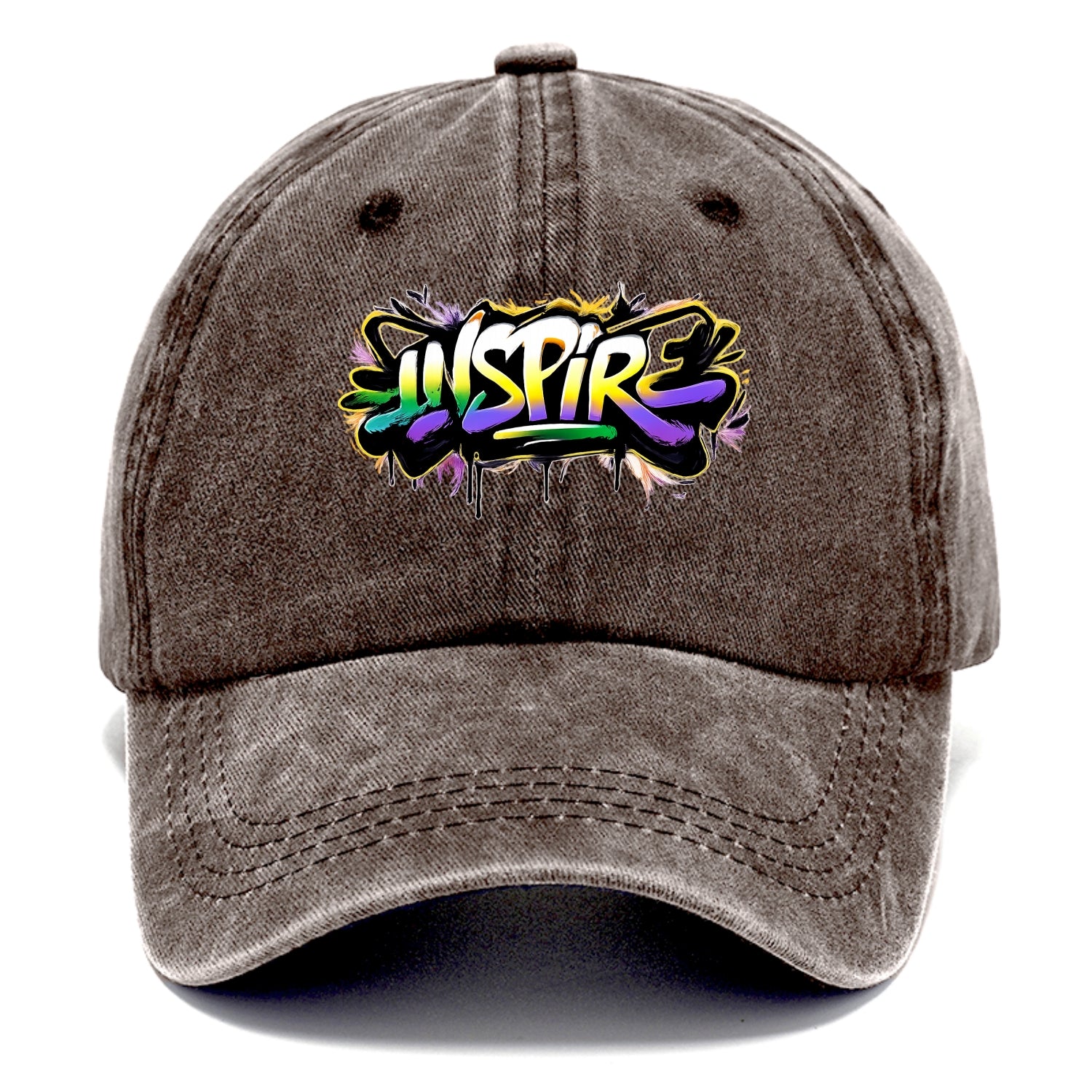 Bold typography design - "INSPIRE" - motivating others, being the spark - Classic Cap - Brown