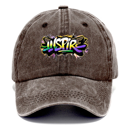Bold typography design - "INSPIRE" - motivating others, being the spark - Classic Cap - Brown