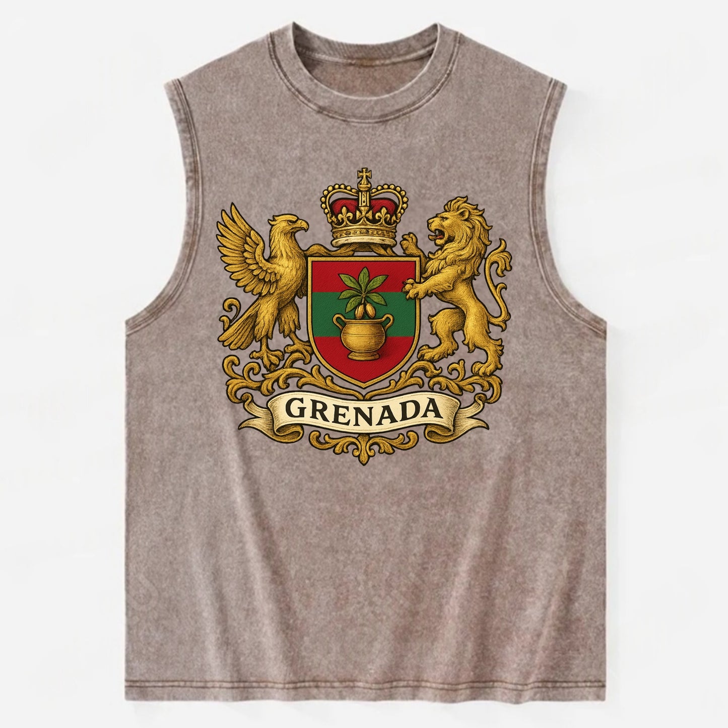 Grenada Heritage Badge  - Vintage Washed Tank - Brown