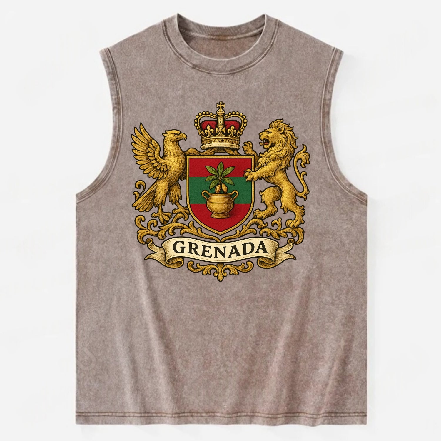 Grenada Heritage Badge  - Vintage Washed Tank - Brown