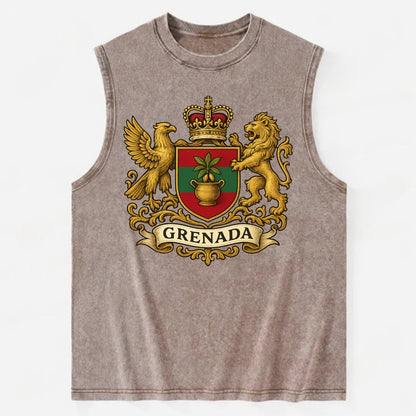 Grenada Heritage Badge  - Vintage Washed Tank - Brown