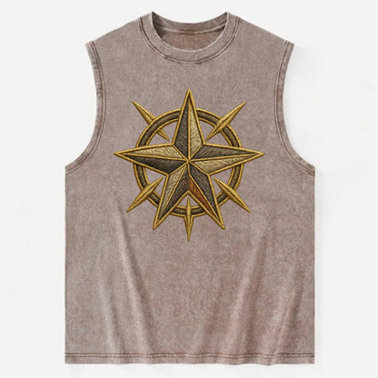 Nautical Star  - Vintage Washed Tank - Brown
