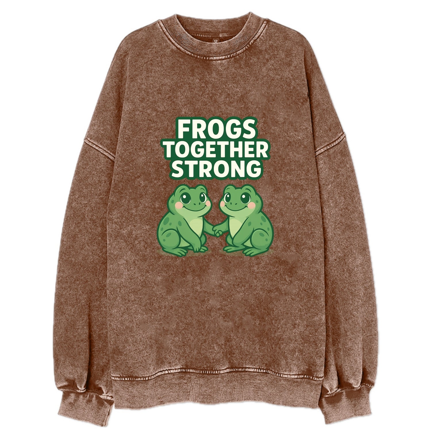 Frogs Together Strong 2 - Vintage Sweatshirt - Brown