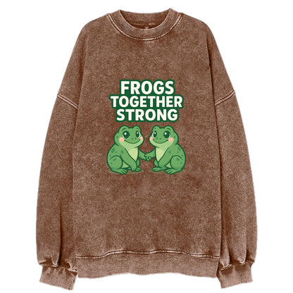Frogs Together Strong 2 - Vintage Sweatshirt - Brown