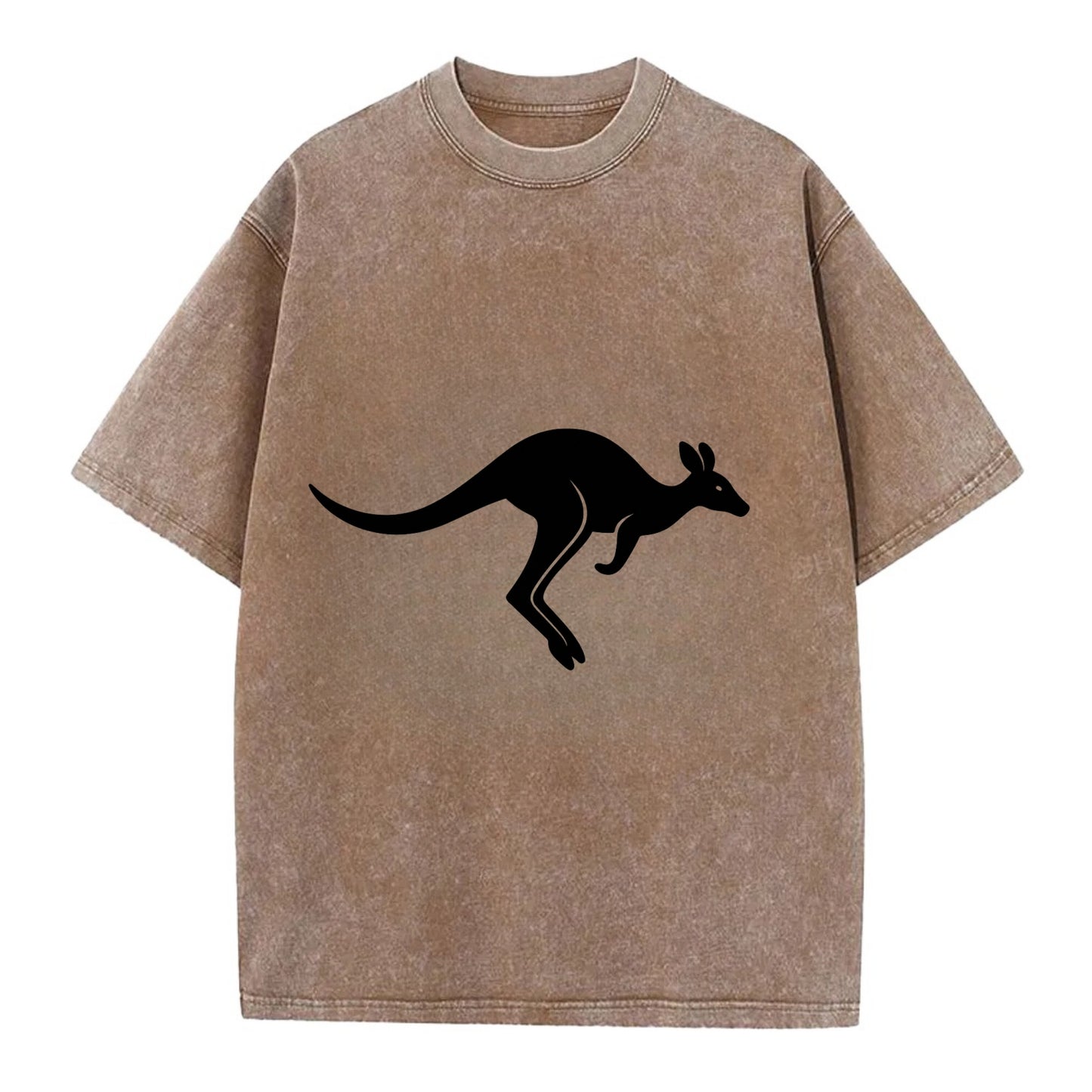 Kangaroo leaping across outback - Vintage T-shirt - Brown
